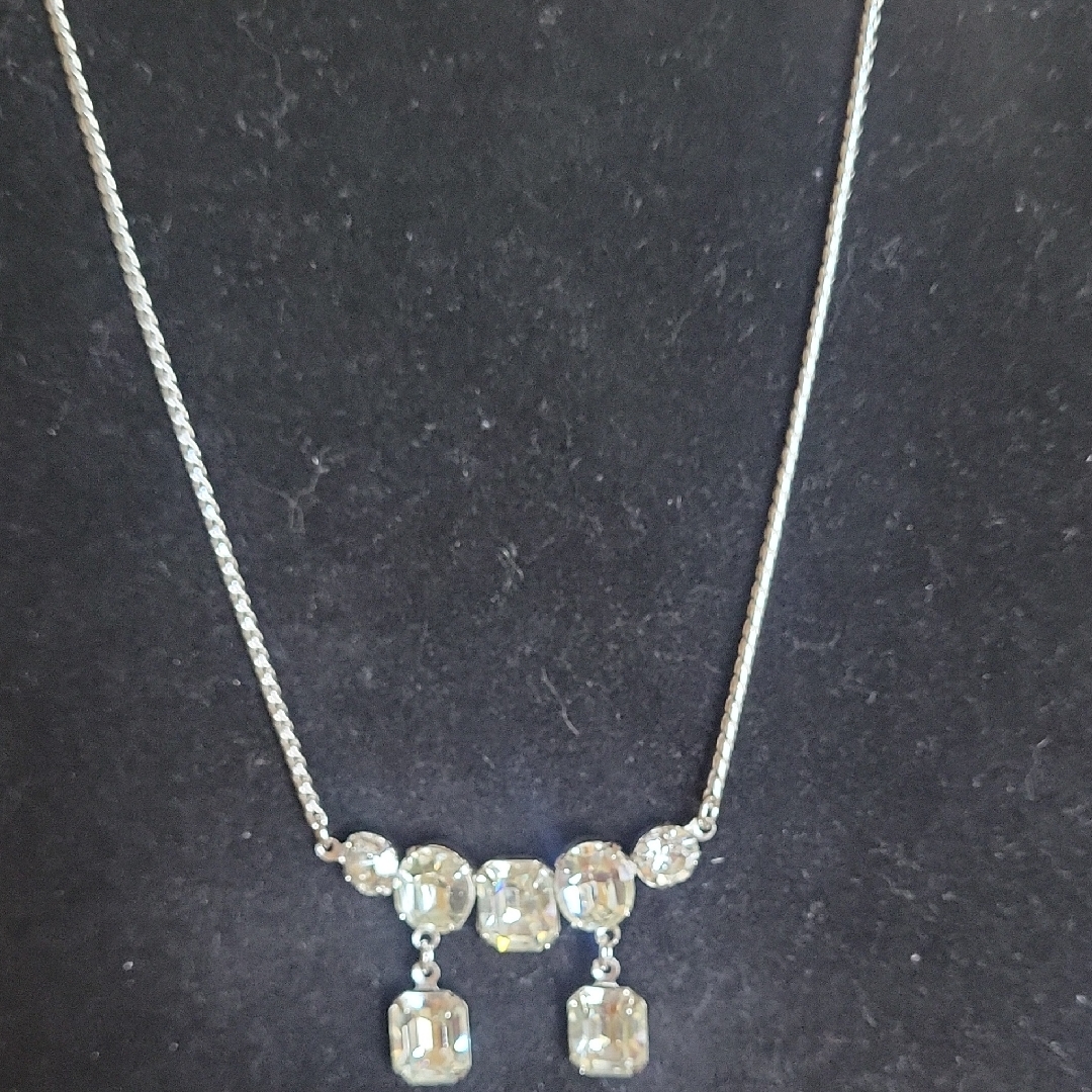 Crystal Drop Necklace  Clear Crystal Pendant